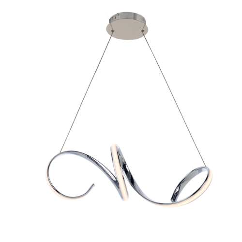 Hanging LED lighting CLEO, chromed aluminum, 40W, 3000K, 2400lm, 64x22xH120 cm