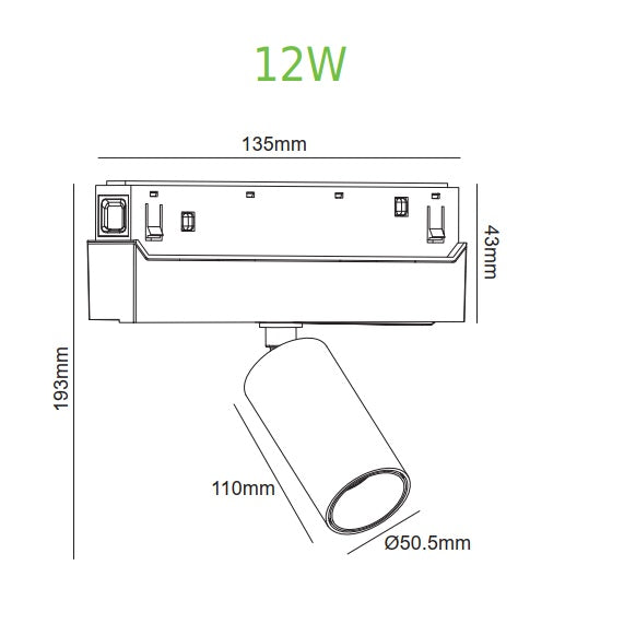 Прожектор за магнитна шина “Hube” •110mm •12w •4000K •800Lm - AVA Lighting