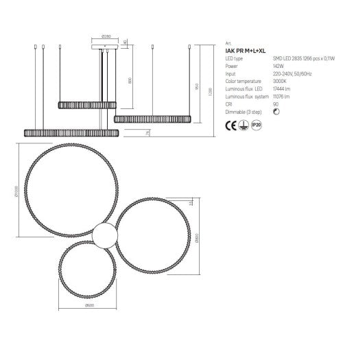 Полилей AKALA/ M+L+XL - AVA Lighting