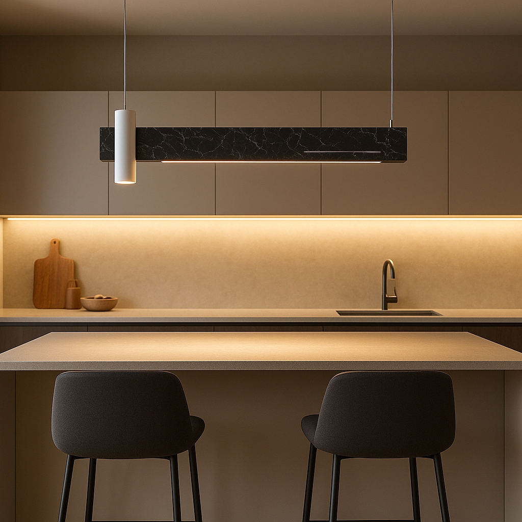 LED пендел Linea в модерна кухня