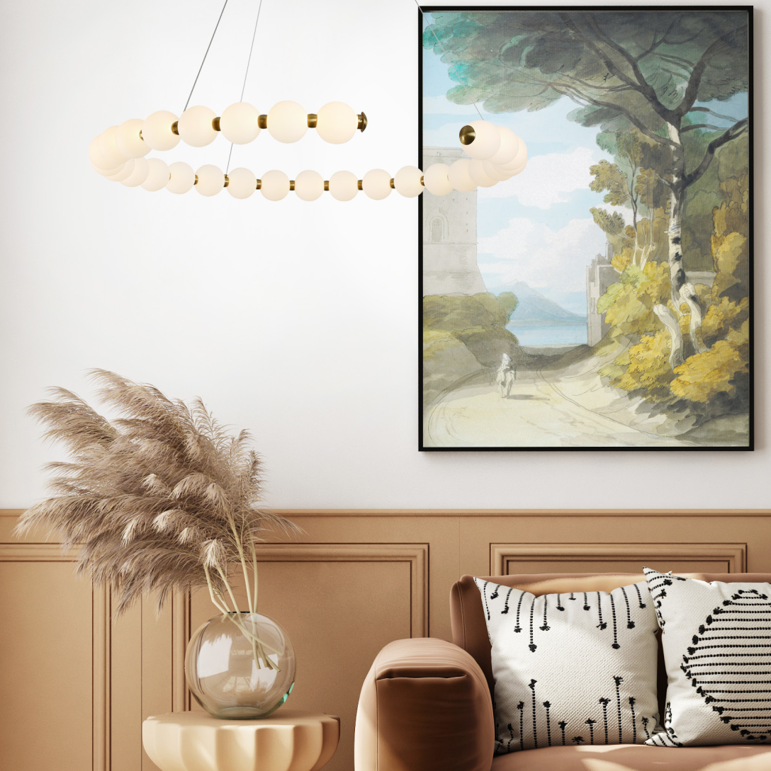 LED висяща лампа LOLLY – метал и акрил, 30W / 40W, 3000K, злато + бяло