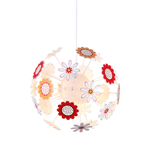 Детски пендел FLOWERS MD160224FLW – цветна лампа с флорални мотиви, E14, 4x40W | ACA Lighting