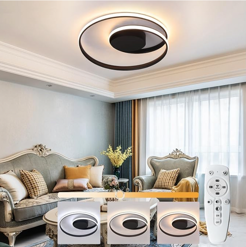Плафон Finley – черен / бял, LED 57W, с дистанционно, 3 цвята светлина