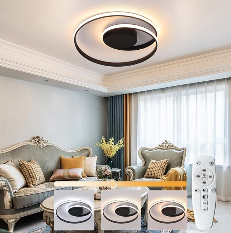 Плафон Finley – черен / бял, LED 57W, с дистанционно, 3 цвята светлина