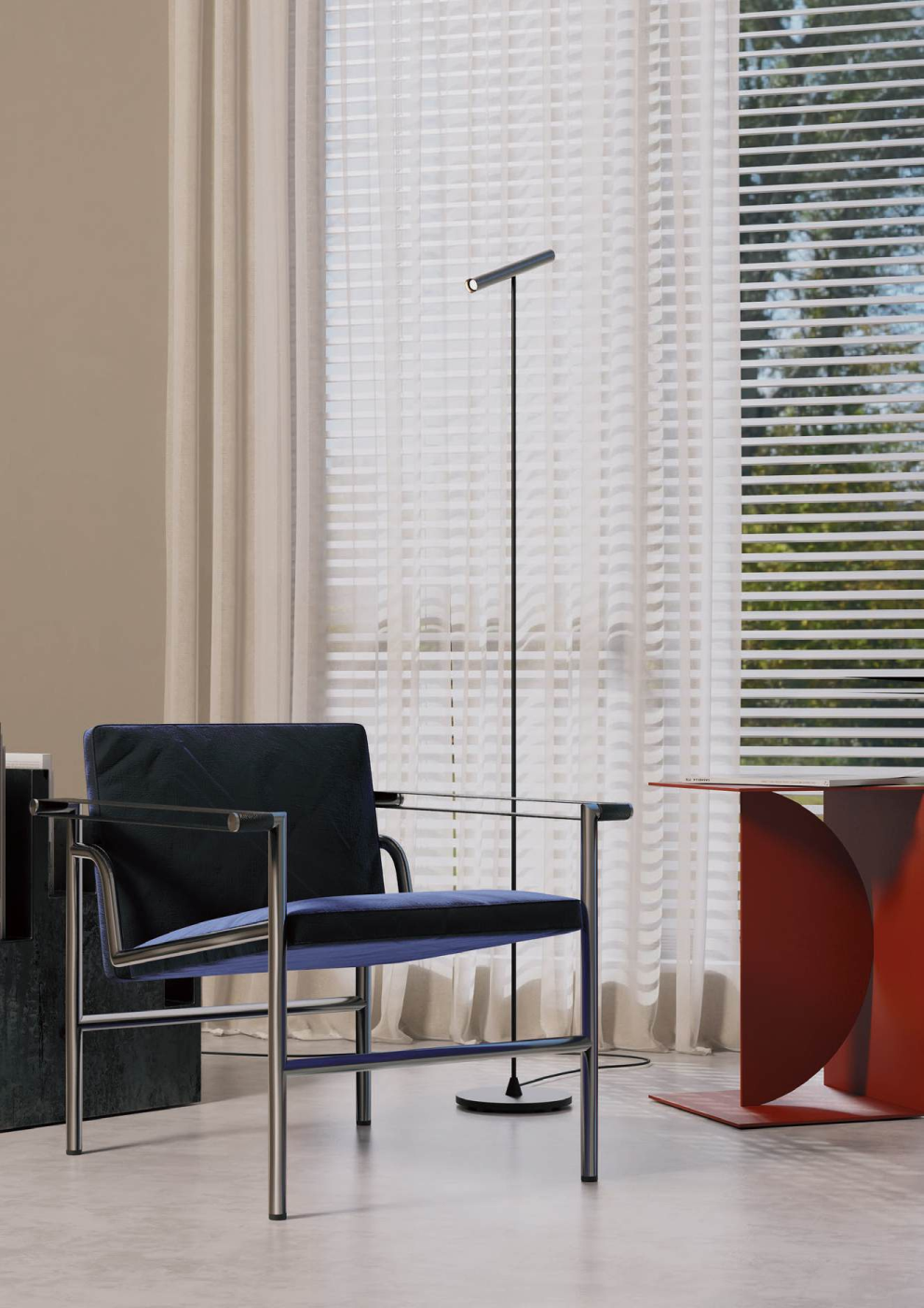 LED floor lamp Praxi Matte black/Misty nickel 3000 K - 01-3720