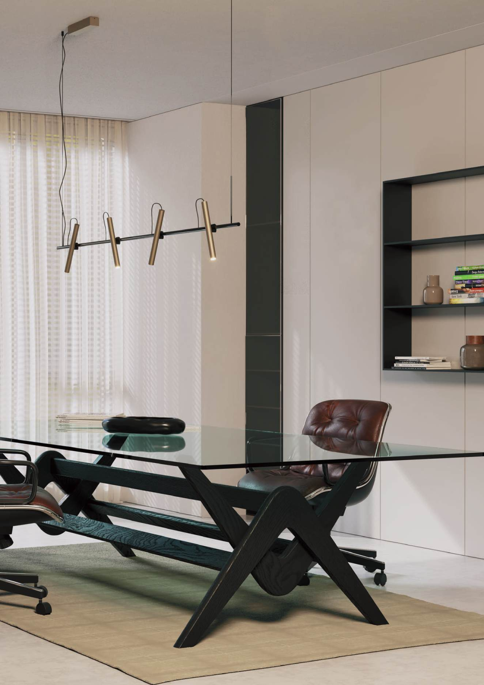 LED pendant lamp Praxi Matte black/Misty nickel 3000 K - 01-3719