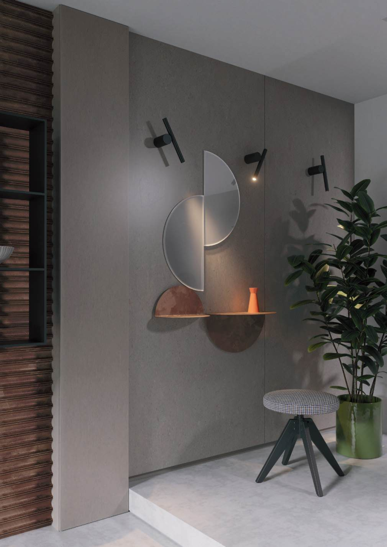 LED wall lamp Praxi Matte black/Silvery coffee 3000 K - 01-3981