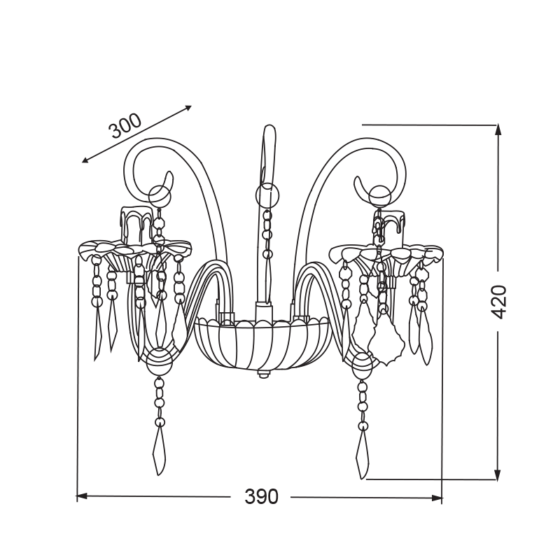Classic wall lamp GIZA 2ΧΕ14