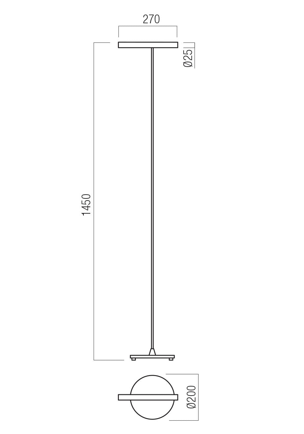 LED floor lamp Praxi Matte black/Misty nickel 3000 K - 01-3720