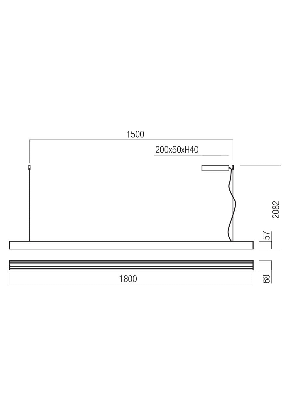 LED pendant lamp Cityline 1200 mm Matt black - 01-4245