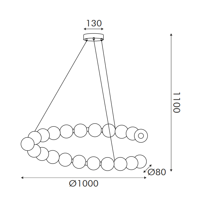 LED висяща лампа LOLLY – метал и акрил, 30W / 40W, 3000K, злато + бяло