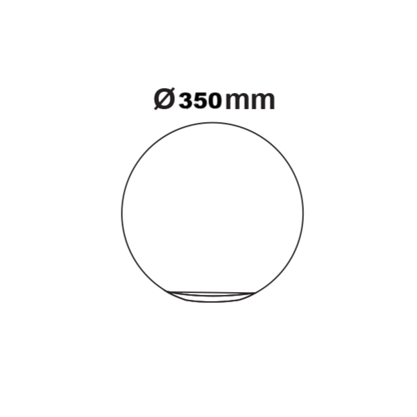Технически чертеж с размери на RGBW LED сфера Ø35cm. Изображението съдържа размери.