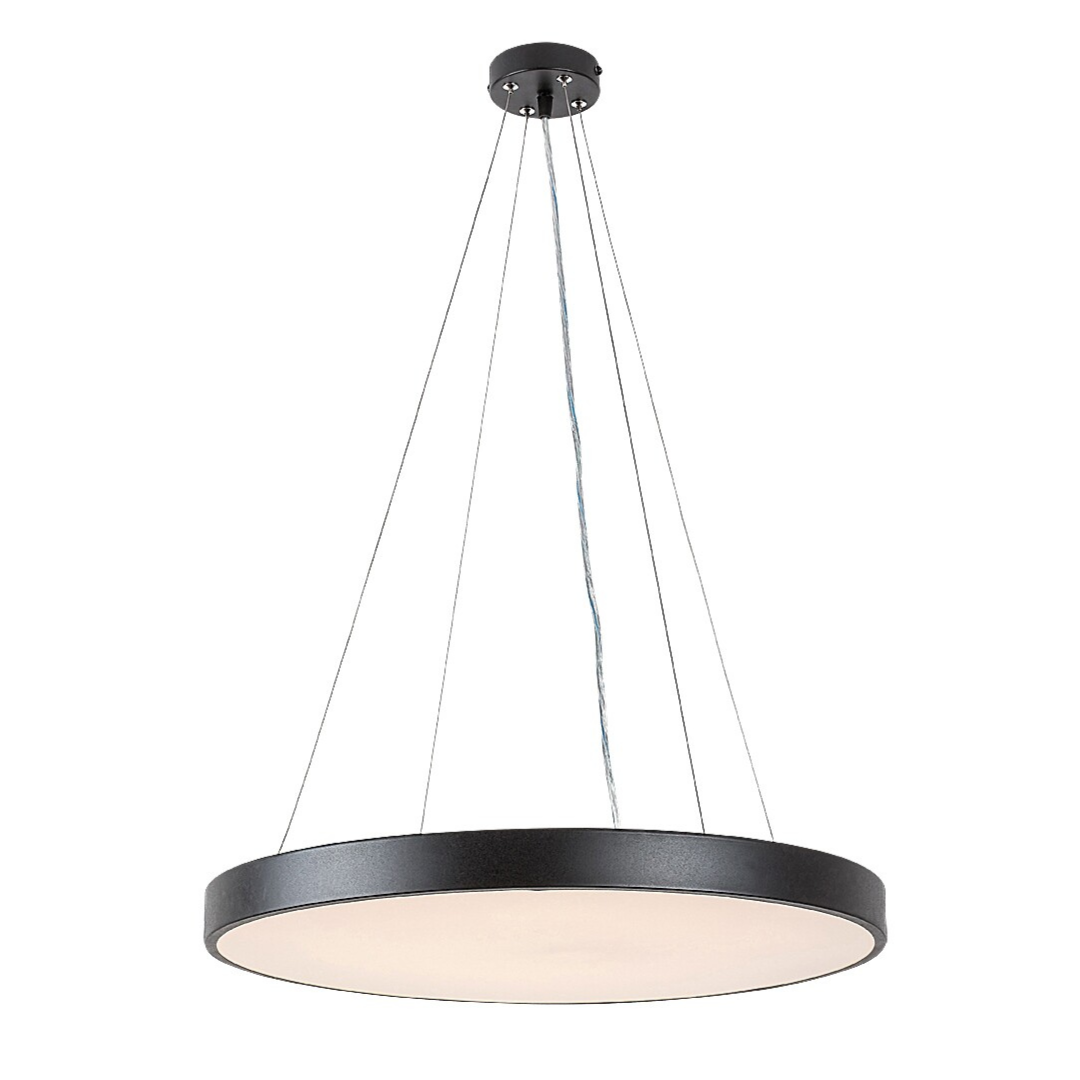 LED пендел Tesia, светещ, Ø600 мм, черен корпус с бял абажур