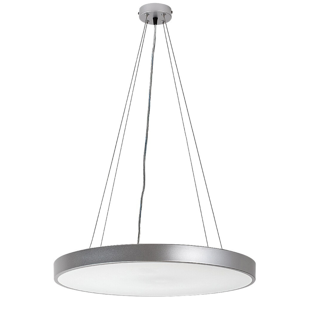 LED пендел Tesia, Ø600 мм, сребърен корпус с бял абажур