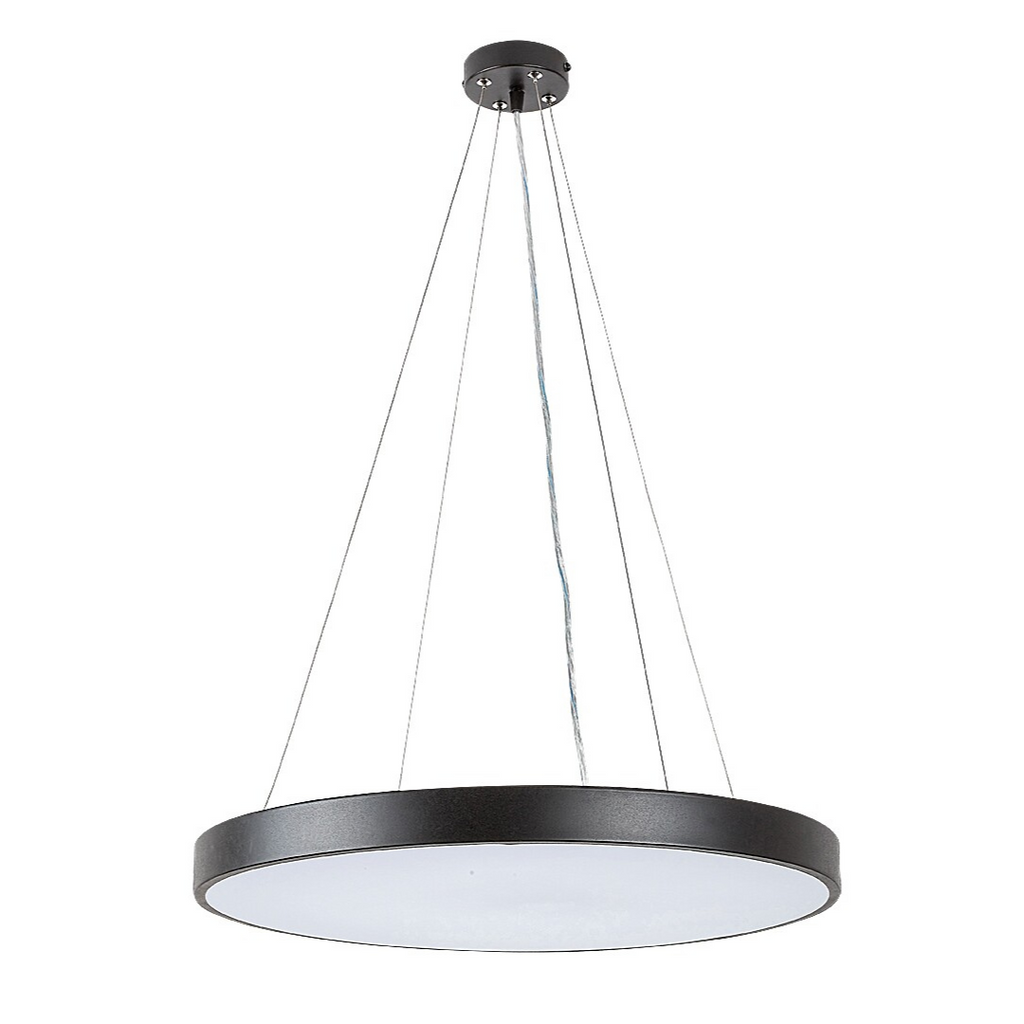 LED пендел Tesia, черен корпус с бял абажур, Ø400 мм