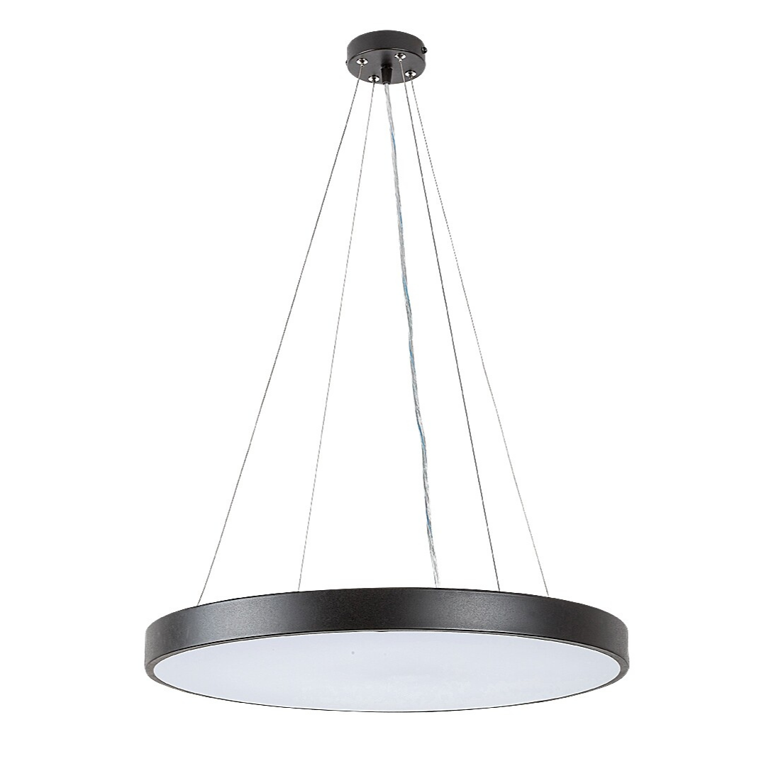 LED пендел Tesia, черен корпус с бял абажур, Ø400 мм