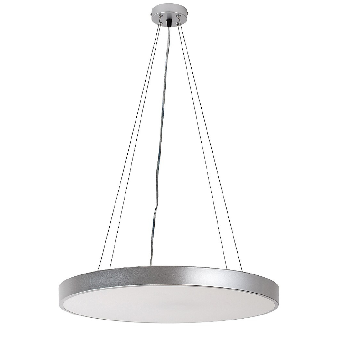 LED пендел Tesia, сребърен корпус с бял абажур, Ø400 мм