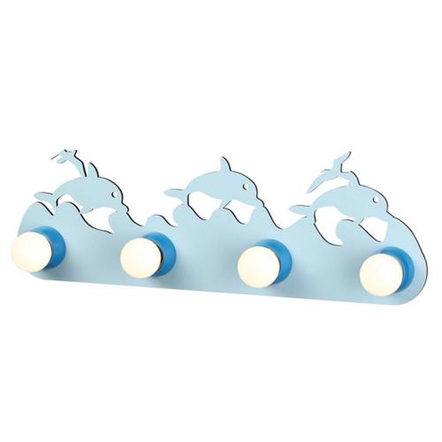 Детски стенен аплик KIDS ZN170114WB – делфини, син шперплат, E27, 4x60W | ACA Lighting