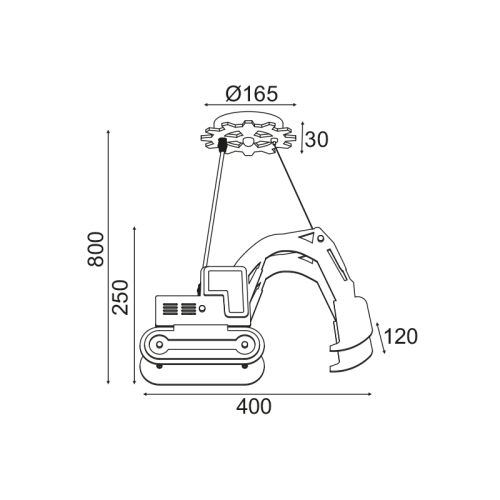 Детски пендел VROOM ZM511P40Y – багер от дърво, жълт, E14, 1x40W | ACA Lighting
