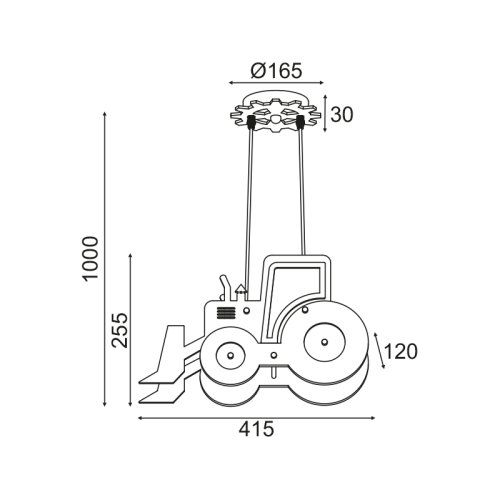 Детски пендел VROOM ZM522P42B – трактор от дърво, син, E14, 2x40W | ACA Lighting