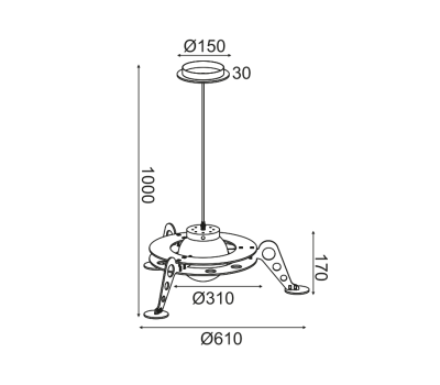 Детски пендел NASA ZM681P61 – летяща чиния от дърво, син и жълт, E27, 1x60W | ACA Lighting