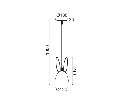 Детски пендел BUNNY ZM71P12P – розов, с форма на заешки уши, E27, 1x60W | ACA Lighting