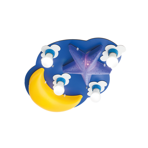Детски плафон DREAMS ZN170066CB – небе, луна и звезда, син и жълт цвят, E27, 4x60W | ACA Lighting